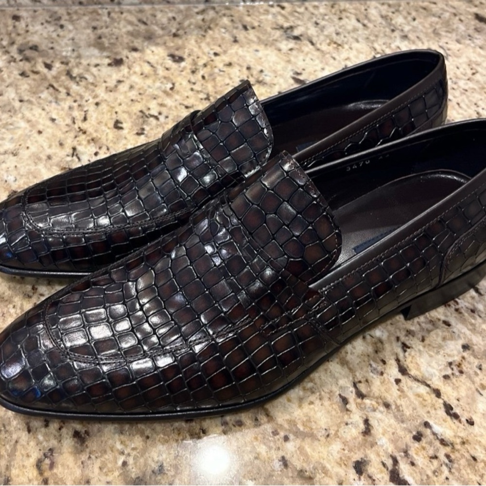 New Corrente Men’s Crocodile Print Penny Loafer size 44